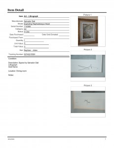 Item Detail Report - Art
