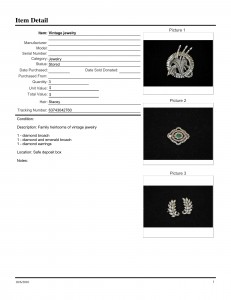 Item Detail Report - Jewelry