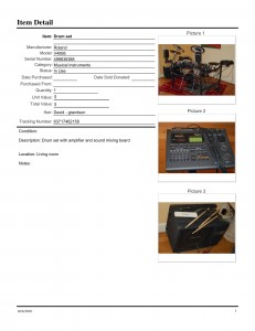 Item Detail Report - Drums