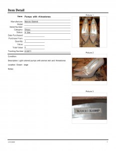 Item Detail Report - Shoes